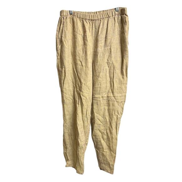 Flax by Jeanne Engelhart Linen Pants Small Toffee Brown Long Tapered Lagenlook - Picture 1 of 8